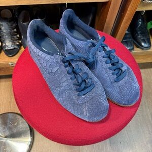 Nike Cortez Faux Snake Skin Textured Navy Blue Sneakers